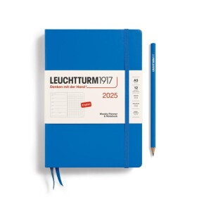 Leuchtturm1917 Weekly Planner &amp; Notebook Medium (A5) 2025 Sky - tečkovaný