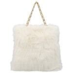 Módní dámská plyšová kabelka do ruky Lilith, krémová