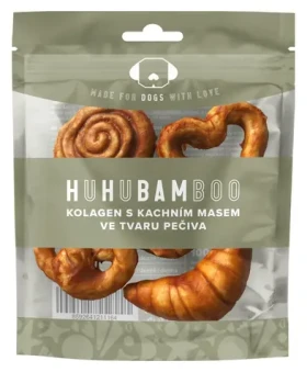 HUHUBAMBOO Pamlsek pro psy Kachní kolagenové pečivo / 5 ks (356685)