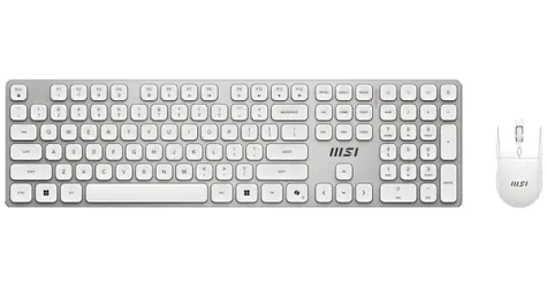 MSI FORGE K210 bílostříbrná / Bezdrátová sada klávesnice a myši / bezdrátová / dobíjecí / USB / CZ+SK layout (S11-43CS308-Y92)