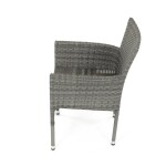 Židle zahradní, šedý umělý ratan, kov, stohovatelná.
