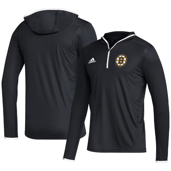 Pánská Mikina Boston Bruins adidas Team Long Sleeve Quarter-Zip Hoodie T-Shirt Black Velikost: