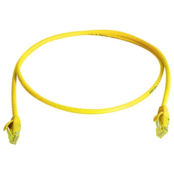 Telegärtner 100008721 RJ45 síťové kabely, propojovací kabely CAT 6 5.0 m žlutá samozhášecí, S průchodkou chránící proti zlomení 1 ks