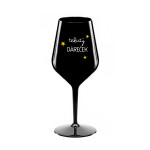TEKUTÝ DÁREČEK - černá nerozbitná sklenice na víno 470 ml