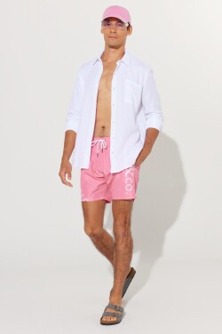 AC&Co Altınyıldız Classics Men's Pink Standard Fit Regular Cut Side Pocket Patterned Quick Drying Swimsuit Swim Shorts