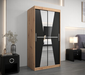 Šatní skříň Abi Ma Barva korpusu: Dub artisan, Rozměry: 100 cm, Dveře: Černá