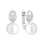 Stříbrné náušnice s bílou 10 mm perlou Noema - stříbro 925/1000, Stříbrná Bílá