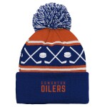 Outerstuff Dětská batolecí zimní čepice Edmonton Oilers NHL Face-Off Cuff Pom