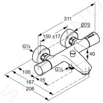 KLUDI - Zenta Termostatická vanová baterie, chrom 351010538