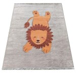 DumDekorace Koberec do dětského pokoje - šedý s lvem Šířka: 160 cm | Délka: 220 cm