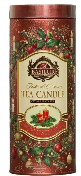 BASILUR Festival Candle Red Edition plech 75g + čajová svíčka 11g