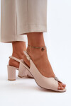 Elegantní sandály na podpatku s ozdobou béžové Trasea 36