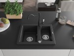 MEXEN/S - Carlos granitový dřez 1.5 včetně baterie Carla, černá/stříbrná metalik 6518-73-670700-70