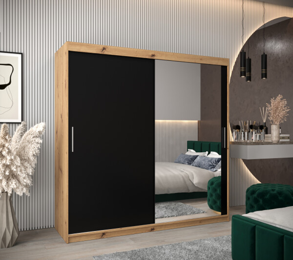 Šatní skříň Abi T2 Barva korpusu: Dub artisan, Rozměry: 200 cm, Dveře: Černá