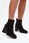 Zateplené dámské kotníkové boty na sloupkovém podpatku černé Brevina 40