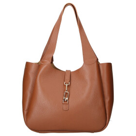 Nadčasová kožená kabelka na rameno Fantasia, koňaková