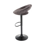 Židle barová, hnědá sametová látka, černá podnož