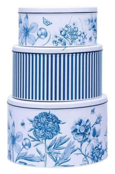 Plechovky kulaté 3ks Sanderson - Etchings Roses