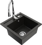 MEXEN/S - Vito granitový dřez 1-miska včetně baterie Savita, černá/zlatá metalik 6503-75-672601-00