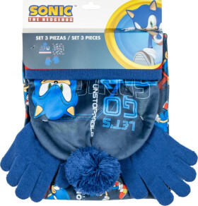 Sada čepice + rukavice + nákrčník Sonic - Alltoys Cerdá