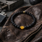 Luxusní pánský náramek Samuel - jantar, turmalín, Černá 21 cm