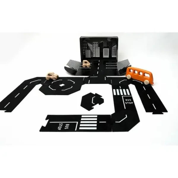 TODDLEROAD 2003 SADA MĚSTO - flexibilní silnice - 14 silikonových puzzle dílů