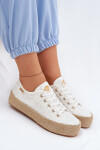 Krajkové tenisky espadrilky na platformě Lee Cooper LCW-26-31-4326 Bílé 41