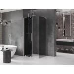 MEXEN/S - Velar L sprchový kout, posuvné dveře 110 x 90, grafit, nikl kartáčovaný 871-110-090-43-97