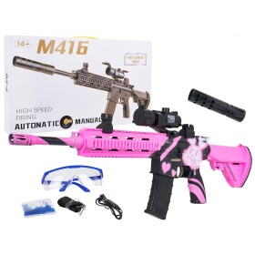 Mamido Dětská Puška M416 na vodní kuličky s příslušenstvím růžová