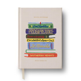 Rifle Paper Co. Vyšívaný čtenářský deník Book Club – linkovaný, krémová barva, papír, textil