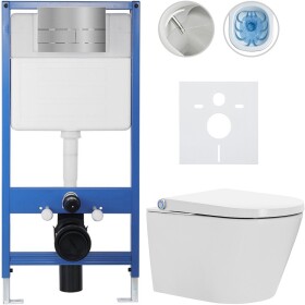 CERANO - Kompletní WC set Profi/Cronus Standard - bílá lesklá - WC tlačítko Line/Nerez - předstěnová instalace - 59,3x38,4 CER-259512