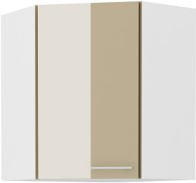 Horní rohová skříňka Lara 60x60 GN-72 1F (45°) Barva korpusu: Bílá, Barva dvířek: Cappucino lesk