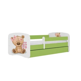 Dětská postel Babydreams+SZ zelená 70x140 Medvídek s kytičkami