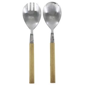 Chic Antique Servírovací příbor na sálat Linas Nature – set 2 ks, přírodní barva, kov, plast