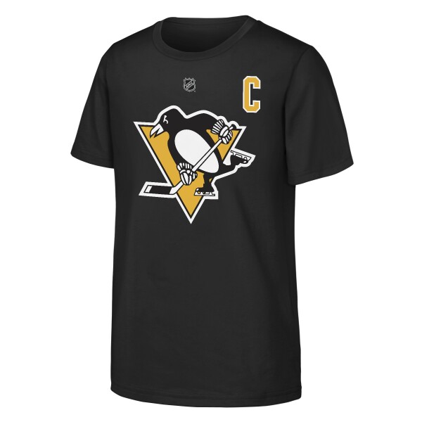 Outerstuff Dětské tričko Sidney Crosby #87 Pittsburgh Penguins NHL Flat Captains Name & Number Short Sleeve Cotton Velikost: Dětské S (122 – 134)