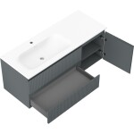 MEXEN/S - Rivel koupelnová skříňka 120 cm s umyvadlem Vela levá, 2S, 1D, reliéf, grafit/bílá mat 91A23-12047-3-BBFFF66-W23L01