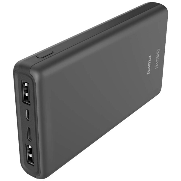 Hama 201655 antracitová / Powerbanka / 15000 mAh / 2x USB / 1x USB-C / 3A / hliníkové provedení (201655-H)