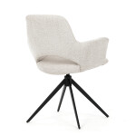 Židle jídelní, krémová látka, 360° vratný mechanismus, černý kov