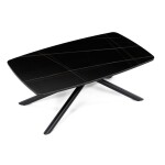 Stůl konferenční, deska slinutá keramika 120x70cm, černý mramor, nohy černý kov