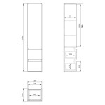 AQUALINE - PANEDA STRIP skříňka vysoká 35x165x31cm, levá/pravá, dub emporio PN265