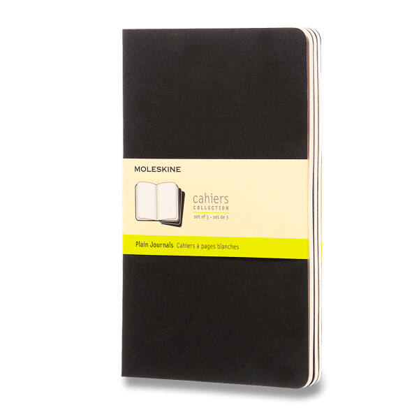 Sešity Moleskine Cahier, L, čisté, 3 ks - černý