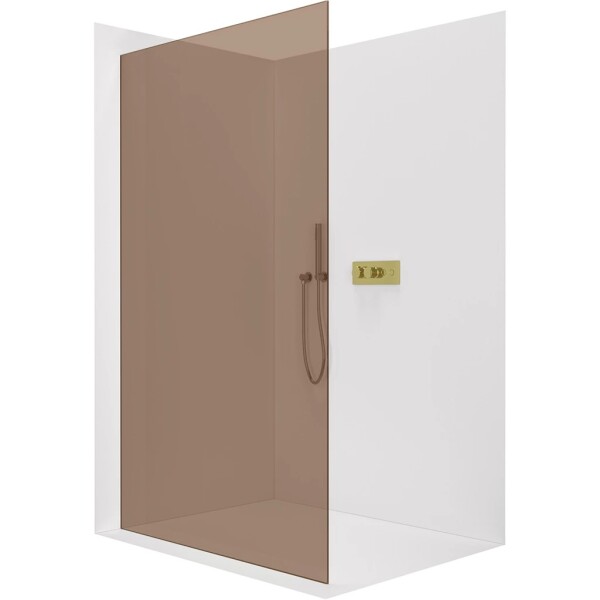 CERANO Sprchová zástěna Walk-in Crystal L/P - 8 mm - bezvzpěrový systém - zlatá, bronzové sklo - 80x200 cm