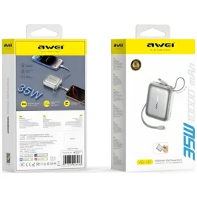 Awei AS-181 stříbrná / Powerbanka / 10000mAh / 35W / USB-C + Lightning kabel (AS-181)