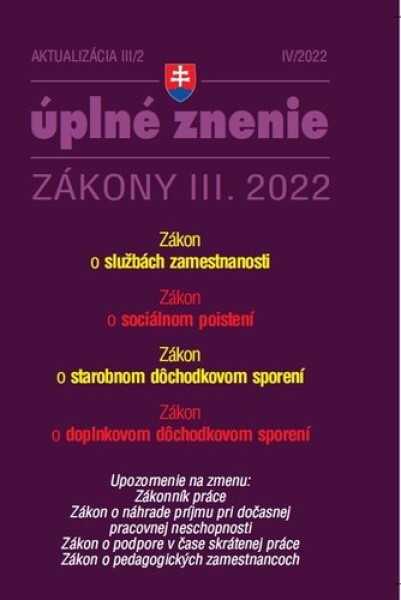 Aktualizácia III/3 2022 Sociálne poistenie dôchodkové sporenie