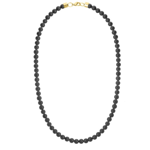 Pánský náhrdelník Fernando Gold - 6 mm onyx, chirurgická ocel, Černá 50 cm