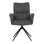 Židle jídelní, šedá látka, 360° vratný mechanismus, černý kov
