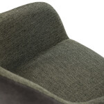 Židle jídelní, zelená látka a tmavě šedá látka v dekoru vintage kůže, černý kov, otočná P90°+ L90° s vratným mechanismem