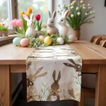 DumDekorace Velikonoční lněný ubrus - běhoun 180 x 33 cm Velikonoční vajíčka / kraslice