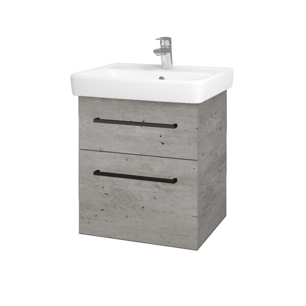 Dřevojas - Umyvadlová skříňka Q MAX SZZ2 55 - D01 Beton / Úchytka T06 / D01 Beton 67512H