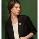 Brož Swarovski Elements Josette Gold - včela, Zlatá